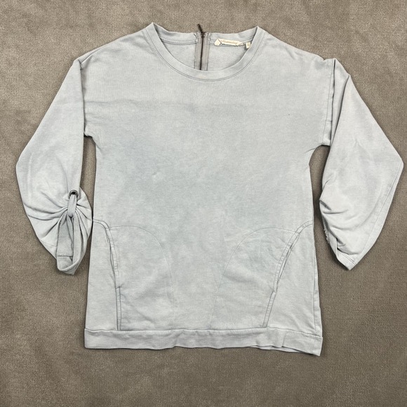 Soft Surroundings Boho Back Zip Sweatshirt XS Blue Cotton Blend Grommet Sleeve — photo 2